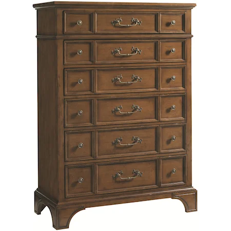 Six-Drawer Bristol Chest with Traditional Molding Accents & Rounded Bracket Feet